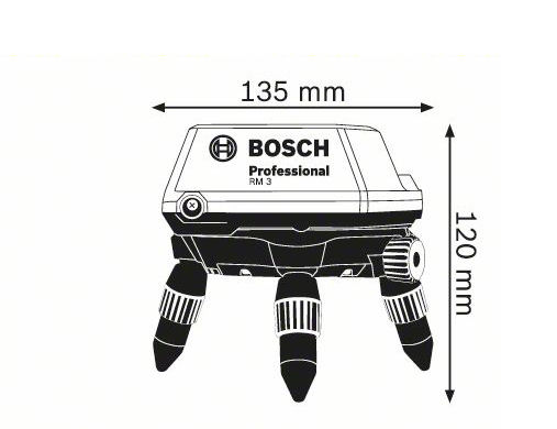 Bosch motorgetriebene Drehhalterung RM 3 für präzise Linienanpassung